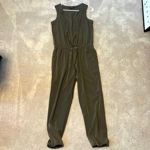 Express army green sleeveless jumpsuit